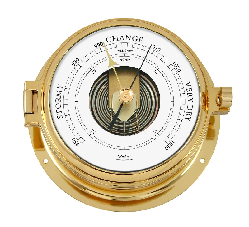 Solid Polished Brass Tide Clock & Barometer – Premium Marine Weather Instrument