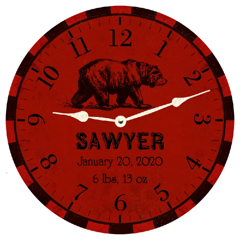 Personalized Animal Clock- Bear Nursery Clock