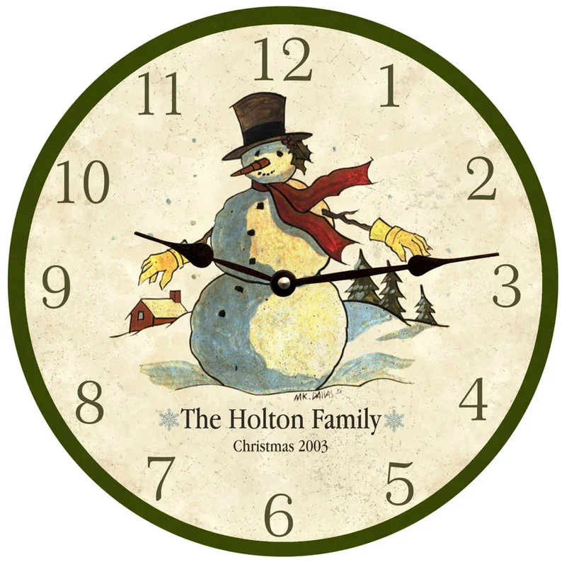 Personalized Snowman Clock – Custom Winter Wall Decor