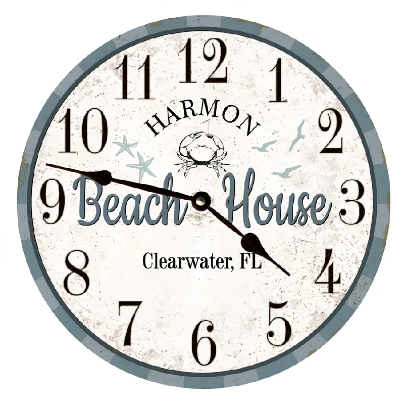 Personalized White Beach Clock