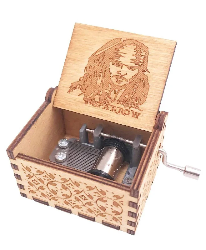 Pirates of the Caribbean Wooden Handcrafted Music Box: Sail into Adventure in Classic Brown 🏴‍☠️🎶