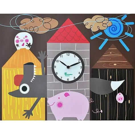 The Three Little Pigs Wall Clock - Made in Italy