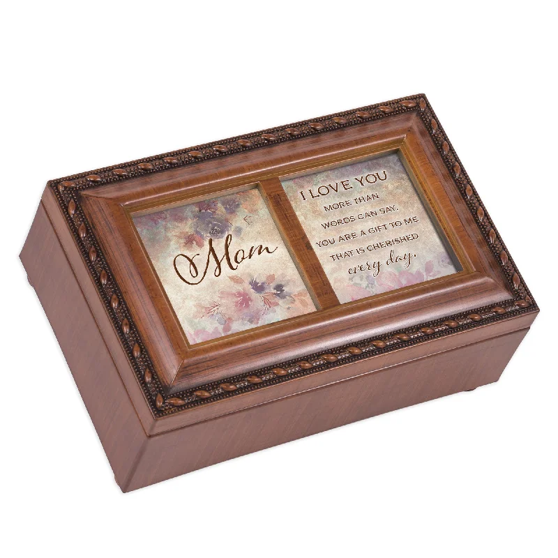 Mom I Love You Woodgrain Music Box Plays Wind Beneath My Wings