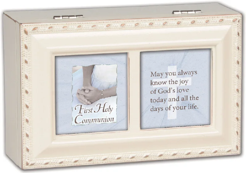 First Holy Communion Joy Of God's Love Ivory Music Box Plays Ave Maria