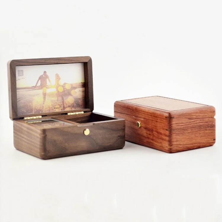 Premium La Vie En Rose Wooden Music Box with Photo Frame & Jewelry Box