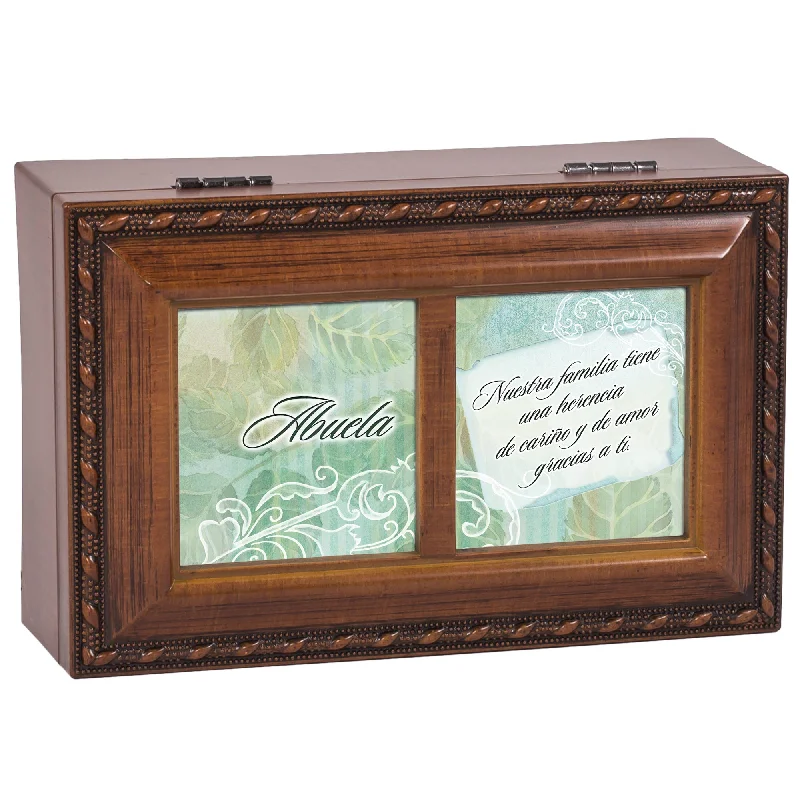 Abuela Woodgrain Rope Trim Music Box Plays You Light Up My Life