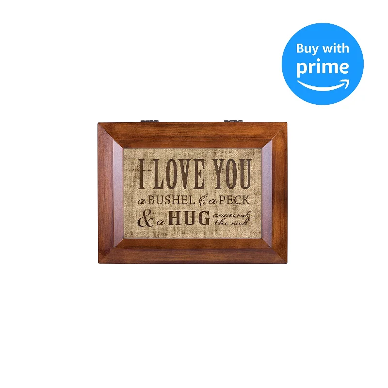 Love You Bushel Peck Wood Finish Music Box Plays You Are My Sunshine