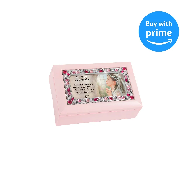 First Communion God Matte Pink Music Box Plays Jesus Loves Me