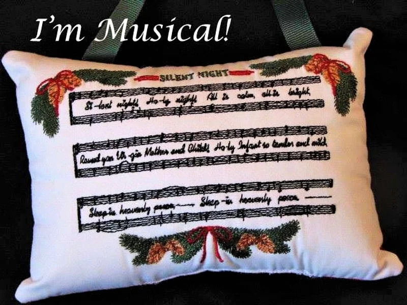 Silent Night Carol Music Box Pillow -- Personalized Embroidered MUSICAL Keepsake