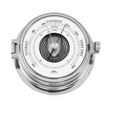 Solid Polished Chrome Tide Clock & Barometer – Premium Marine Weather Instrument