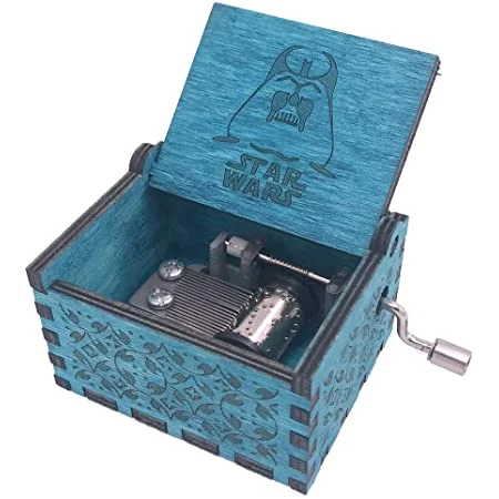 Star Wars Handmade Wooden and Stainless Steel Music Box: Unite the Galaxy in Brilliant | Blue