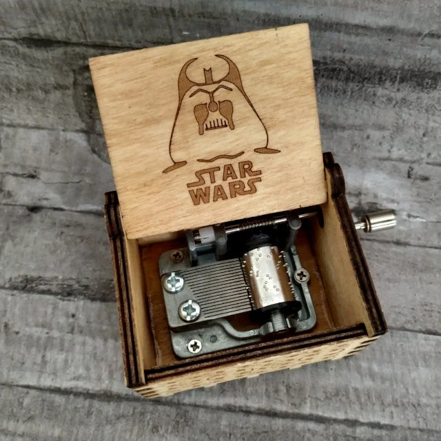 Star Wars Wooden Handcrafted Music Box: Relive the Saga in Vintage | Brown