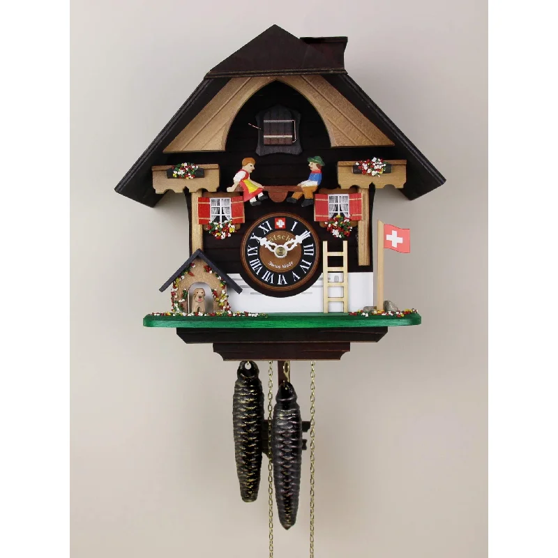 Loetscher - The Seesaw and the Puppy Swiss Cuckoo Clock - Made in Switzerland