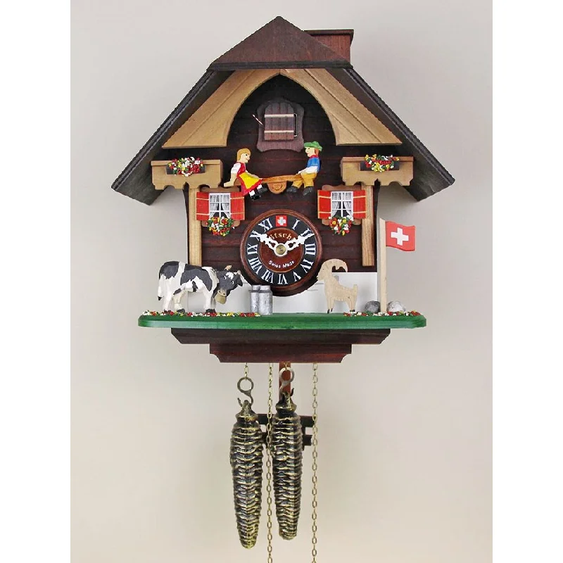 Loetscher - The Seesaw, The Cow And The Ibex Swiss Cuckoo Clock - Made in Switzerland