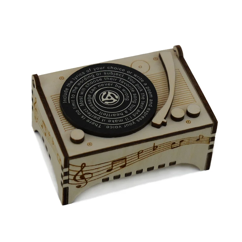 Engraved Mini Record Player Music Box