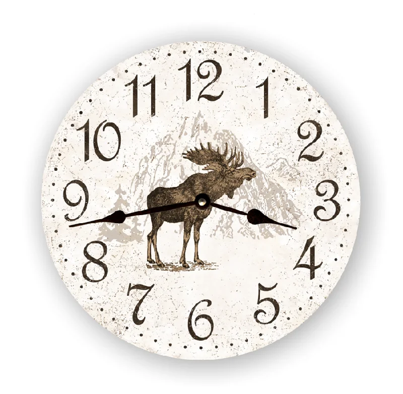 White Moose Clock- Cabin Clock- Moose Clock