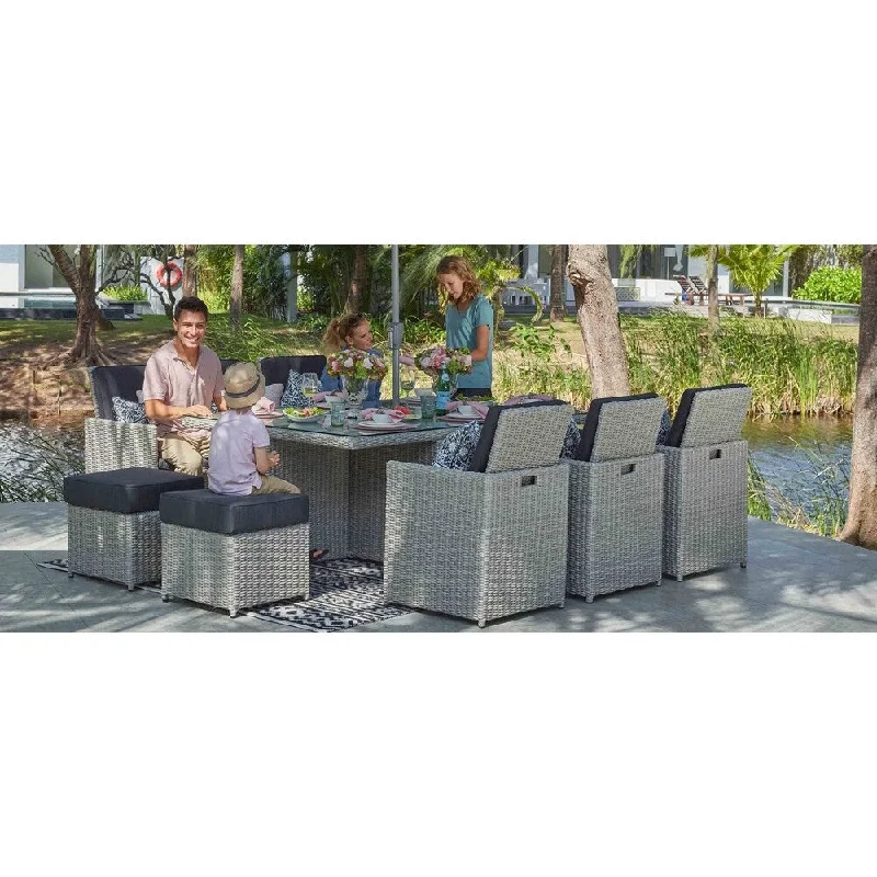 10 Sets Outdoor Wicker Dining Chairs Table and Cushion Set by Direct Wicker(Without Sunshade) - N/A