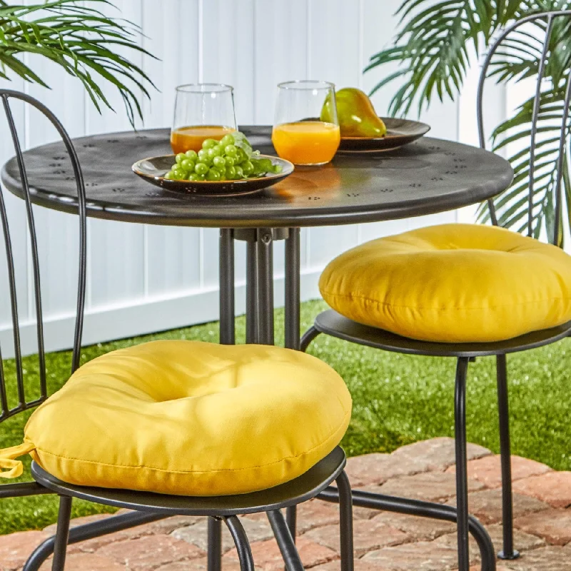 15-inch Round Outdoor Sunbeam Yellow Bistro Chair Cushions (Set of 2)