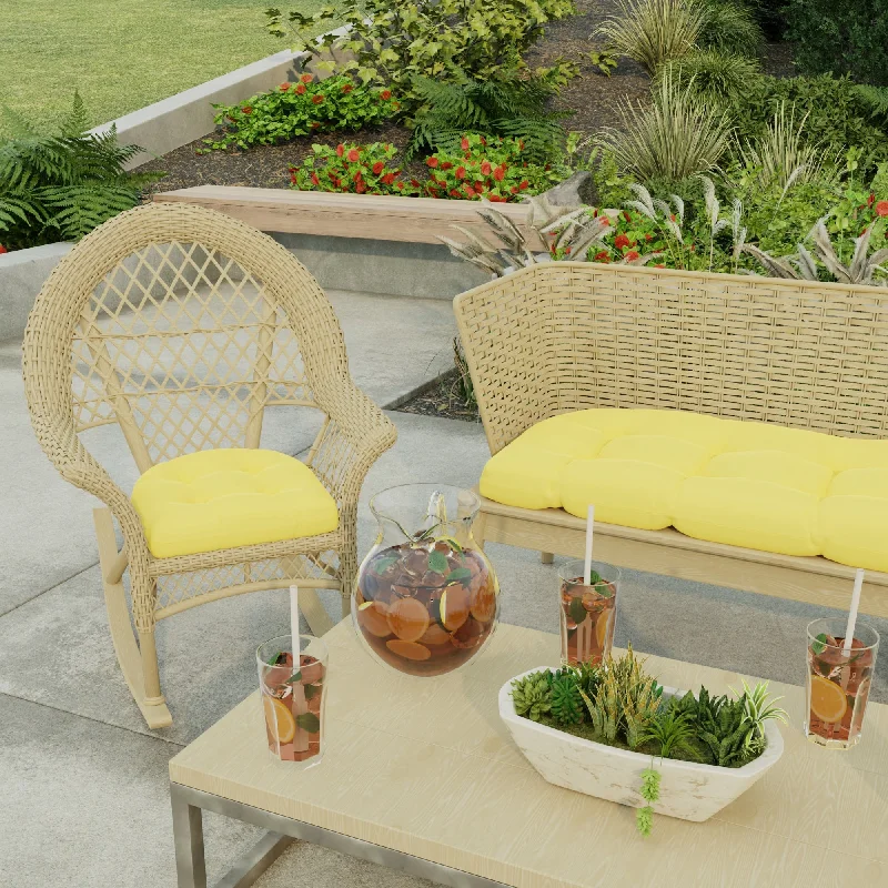 18" x 18" Yellow Solid Contoured Outdoor Wicker Seat Cushion - Set of 2 - 18'' L x 18'' W x 4'' H