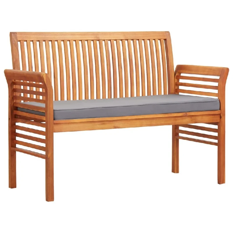 2-Seater Garden Bench with Cushion 47.2" Solid Acacia Wood