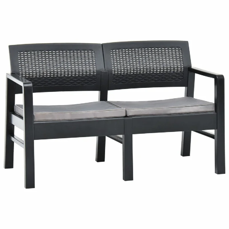 2-Seater Garden Bench with Cushions 47.2" Plastic Anthracite