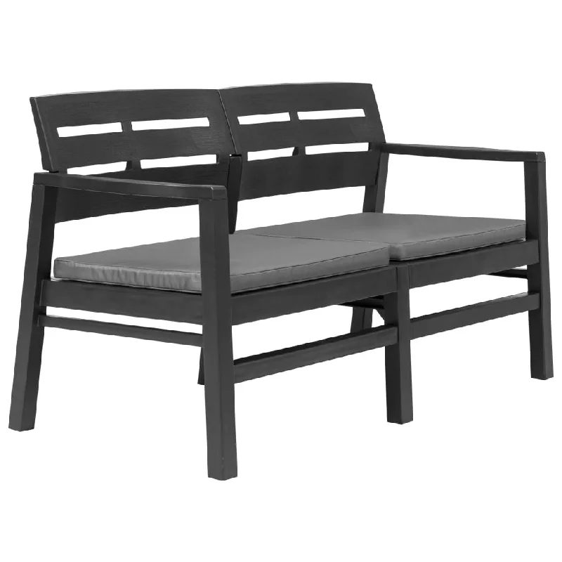 2-Seater Garden Bench with Cushions 52.4" Plastic Anthracite