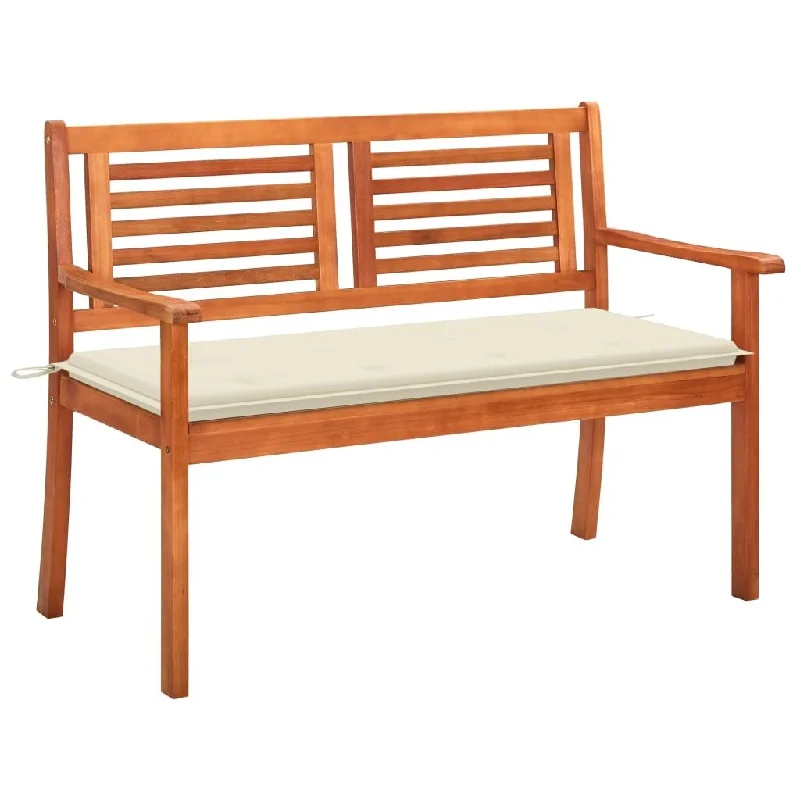 2-Seater Patio Bench with Cushion 47.2" Solid Eucalyptus Wood