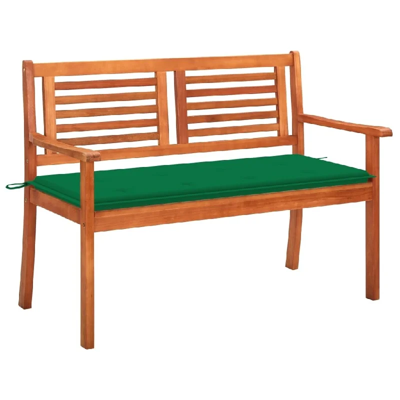 2-Seater Patio Bench with Cushion 47.2" Solid Eucalyptus Wood