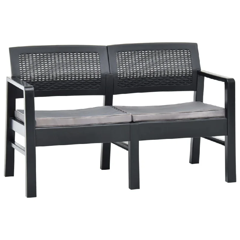 2-Seater Patio Bench with Cushions 47.2" Plastic Anthracite