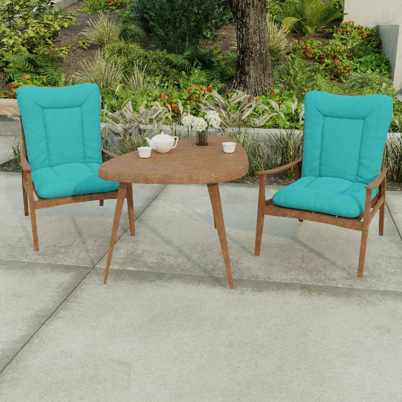 21" x 38" Aqua Solid Outdoor Chair Cushion with Ties and Loop - 38'' L x 21'' W x 3.5'' H