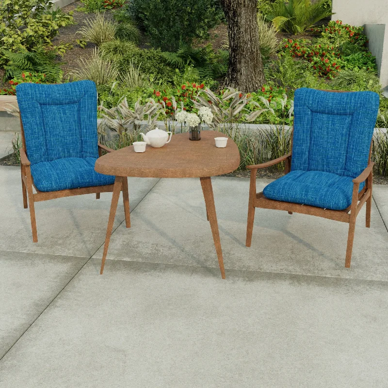 21" x 38" Blue Solid Outdoor Chair Cushion with Ties and Loop - 38'' L x 21'' W x 3.5'' H