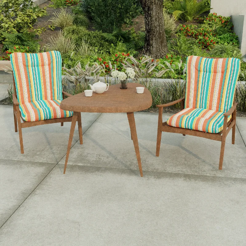 21" x 38" Multicolor Stripe Outdoor Chair Cushion with Ties and Loop - 38'' L x 21'' W x 3.5'' H