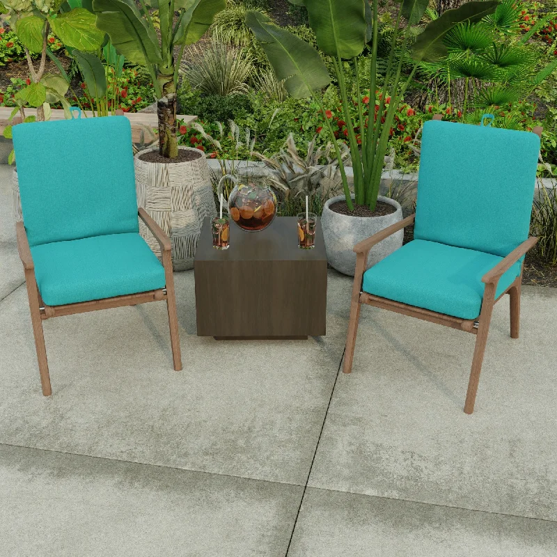 21" x 44" Aqua Solid Outdoor Chair Cushion with Ties and Loop - 44'' L x 21'' W x 3.5'' H