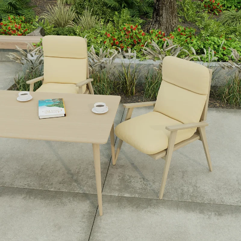 22" x 45" Beige Solid Outdoor Chair Cushion with Ties and Loop - 45'' L x 22'' W x 5'' H