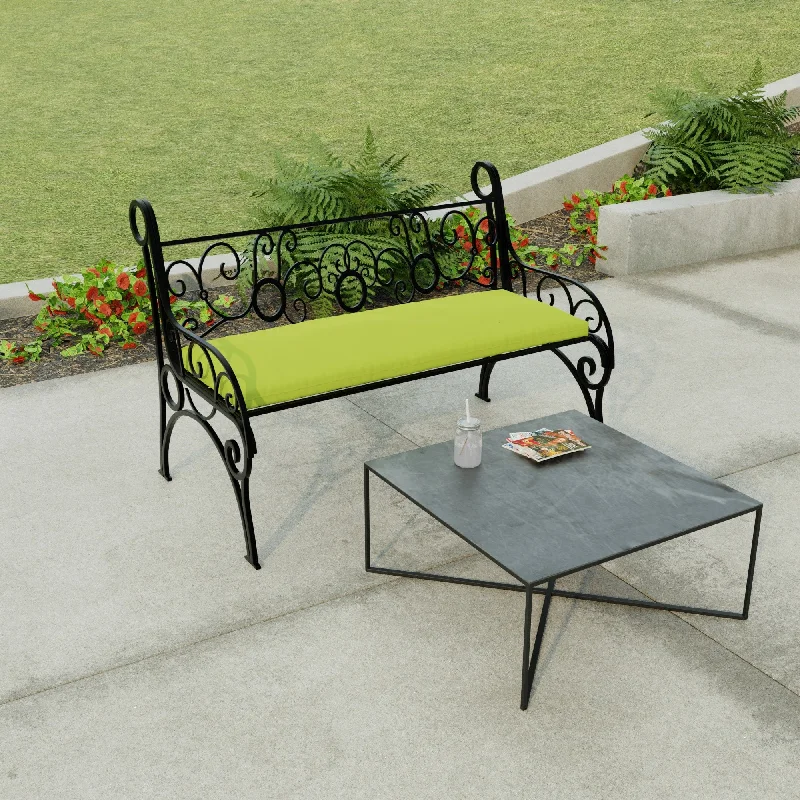 48" x 18" Green Solid Outdoor Bench Cushion with Ties - 18'' L x 48'' W x 3.5'' H