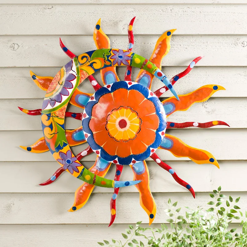 Talavera Sun and Moon Painted Metal Wall Art