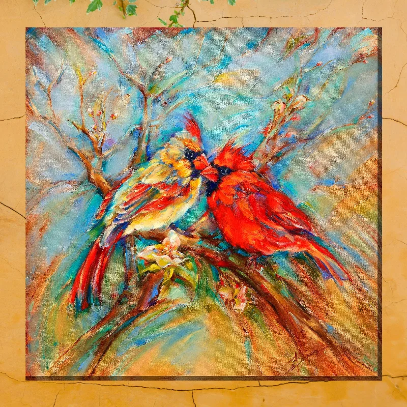 Spring Cardinals Indoor/Outdoor Canvas Wall Art