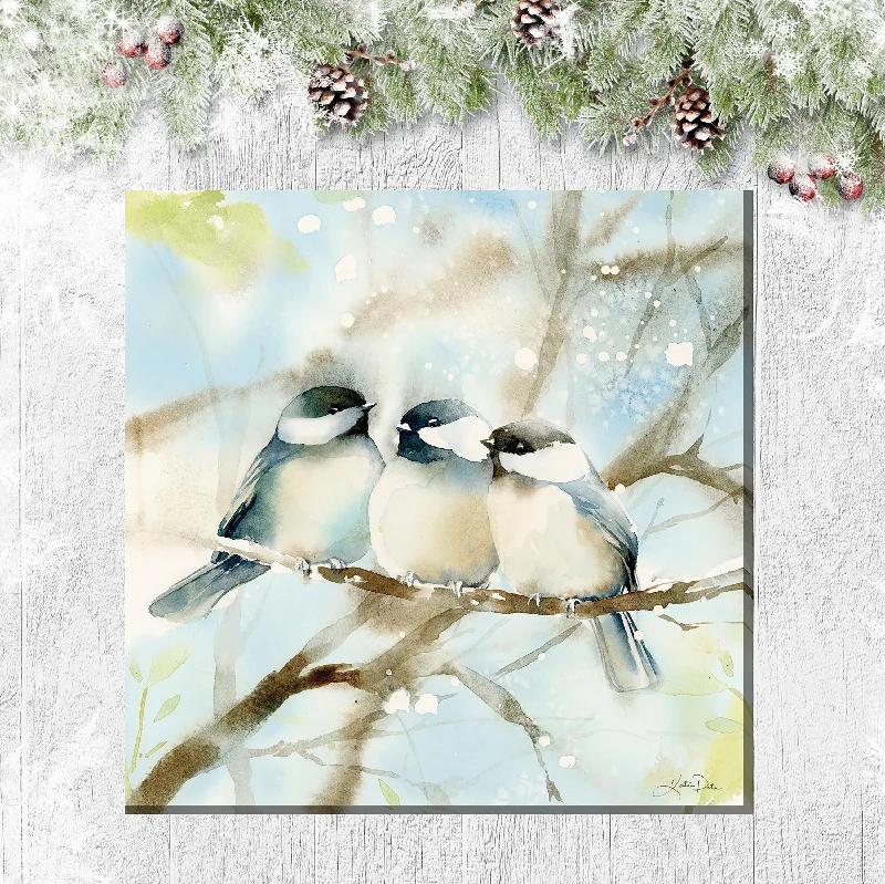 Cozy Chickadees Indoor/Outdoor Canvas Wall Art