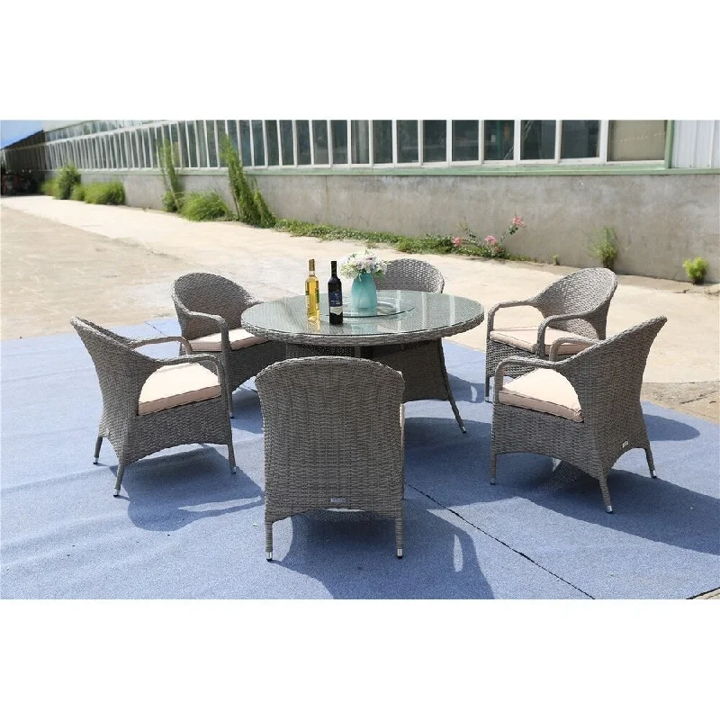 7 Piece Wicker Dining Set with Water-Resistant Cushions By Direct Wicker