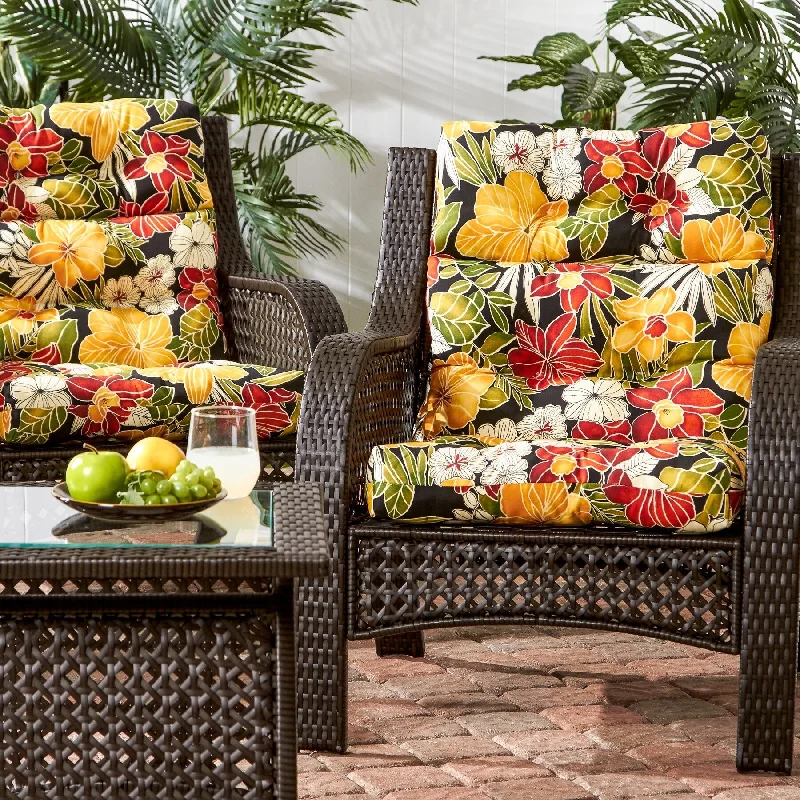 Aloha Floral Outdoor 44x22-inch High Back Chair Cushion (Set of 2) (Cushions Only)