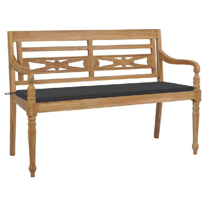 Batavia Bench with Anthracite Cushion 59.1" Solid Teak Wood