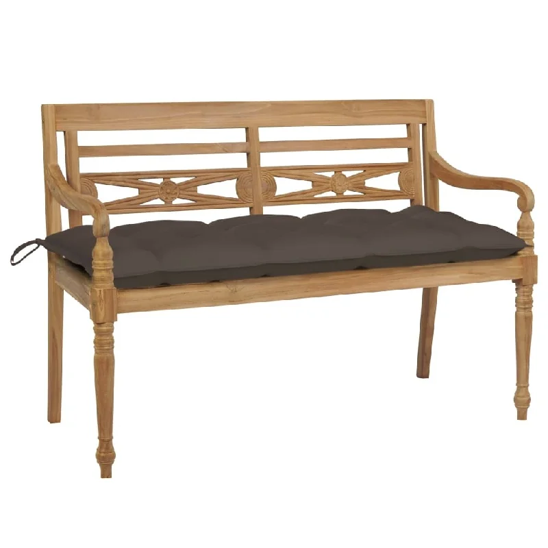 Batavia Bench with Taupe Cushion 47.2" Solid Teak Wood