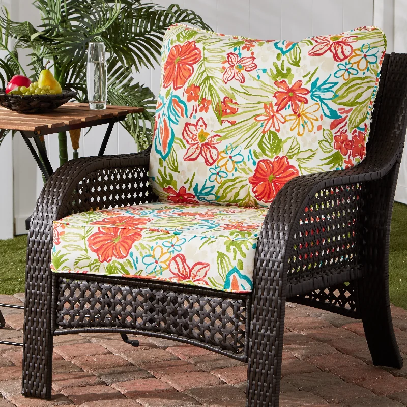 Breeze Floral Outdoor 24-inch x 24-inch Premium Deep Seat Cushion Set (Cushions Only)