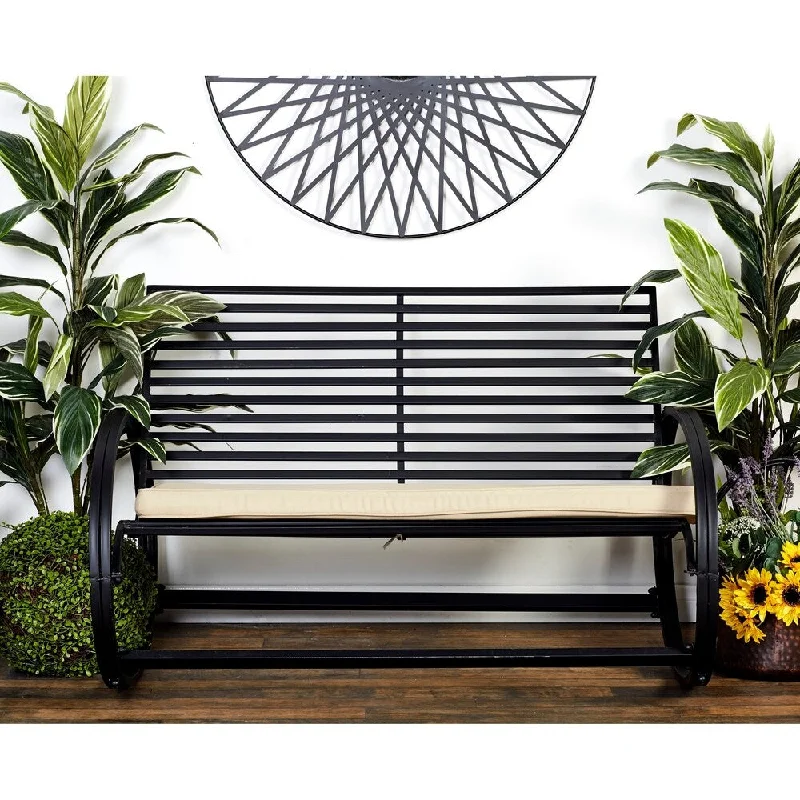 Contemporary 33 x 49 Inch Tin Rocking Bench with Cushion by Studio 350