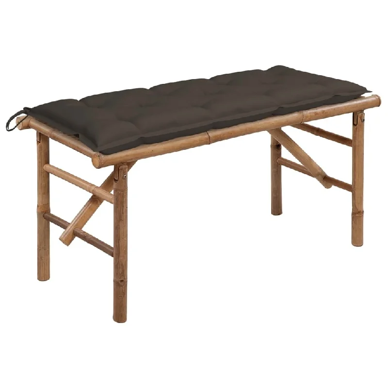 Folding Patio Bench with Cushion 46.5" Bamboo