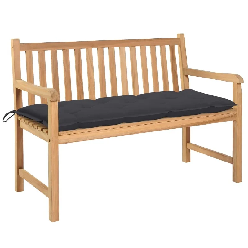 Garden Bench with Anthracite Cushion 47.2" Solid Teak Wood