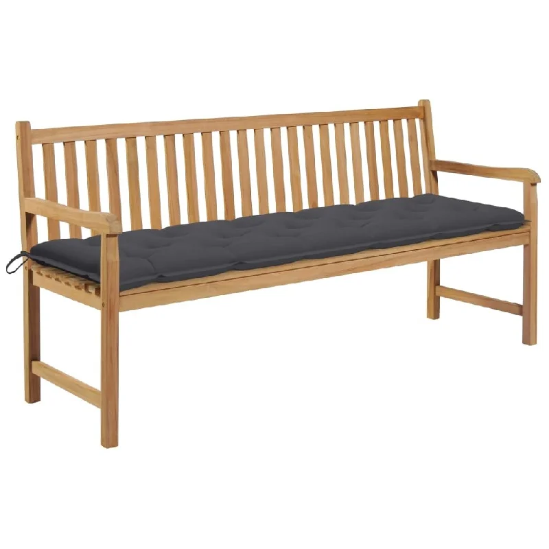 Garden Bench with Anthracite Cushion 68.9" Solid Teak Wood