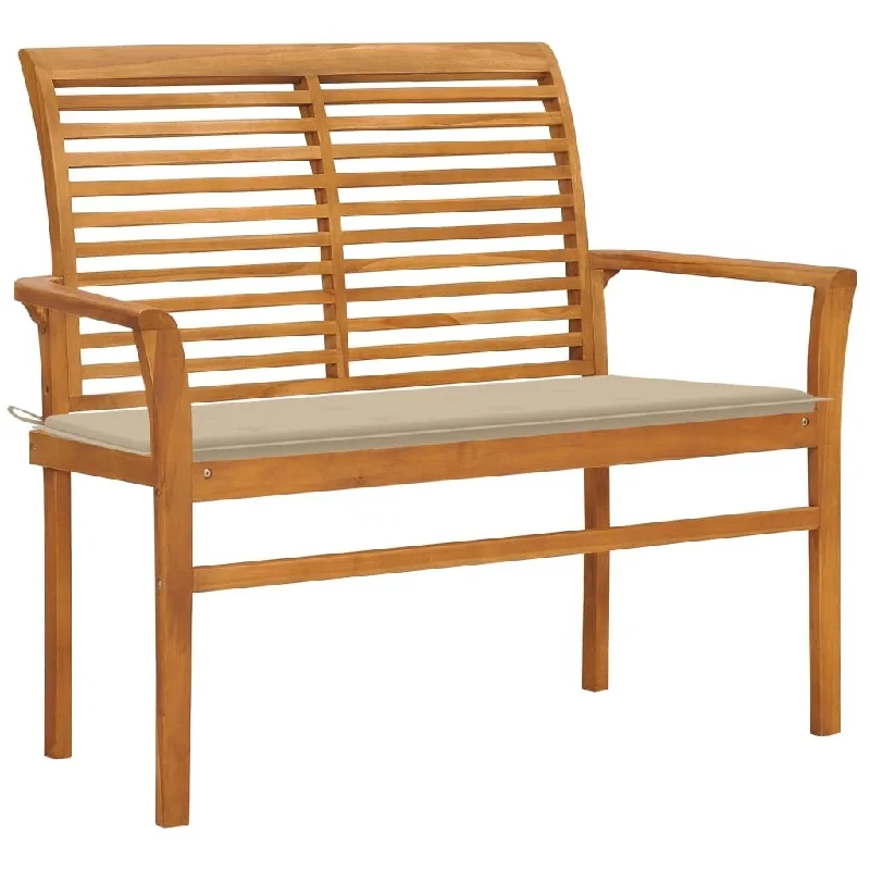 Garden Bench with Beige Cushion 44.1" Solid Teak Wood