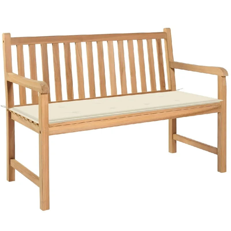 Garden Bench with Cream Cushion 47.2" Solid Teak Wood