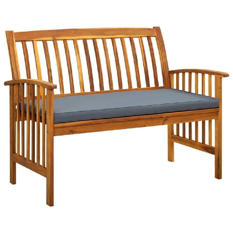 Garden Bench with Cushion 46.9" Solid Acacia Wood